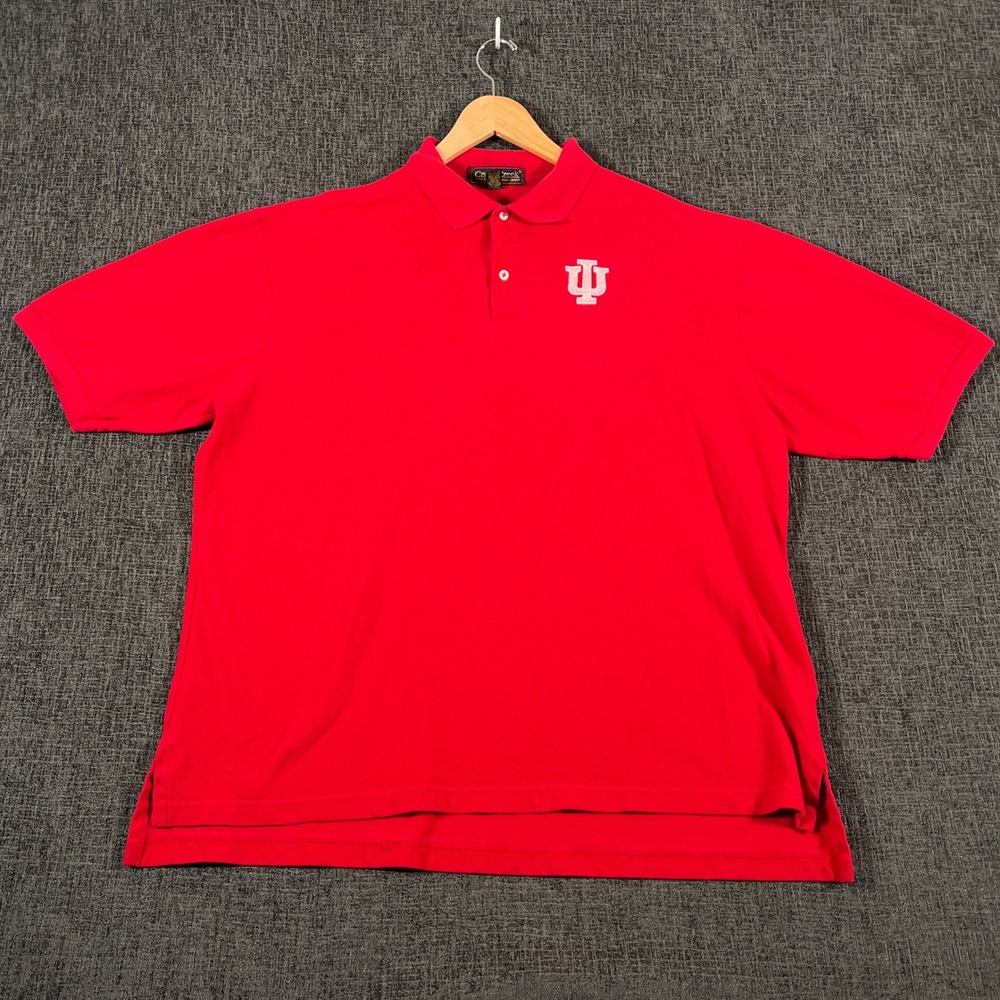 Cross Creek Indiana University Embroidered Pique Polo Shirt Mens XXL Red Cotton